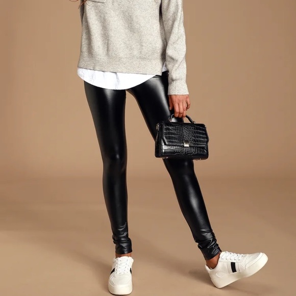 Lulus Pants - Rock Music Black Vegan Leather Leggings